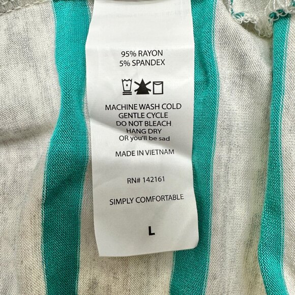 LuLaRoe Retired Julia Dress L Teal and White Striped SS Form Fitting NWT - Picture 5 of 7